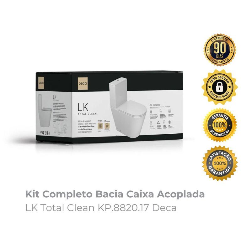 Kit Completo Bacia Caixa Acoplada Lk Total Clean KP882017 Deca