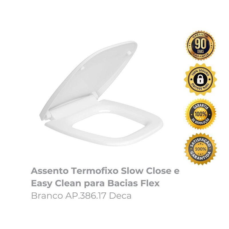 Assento Termofixo Slow Close e Easy Clean para Bacias Flex Branco AP38617 Deca