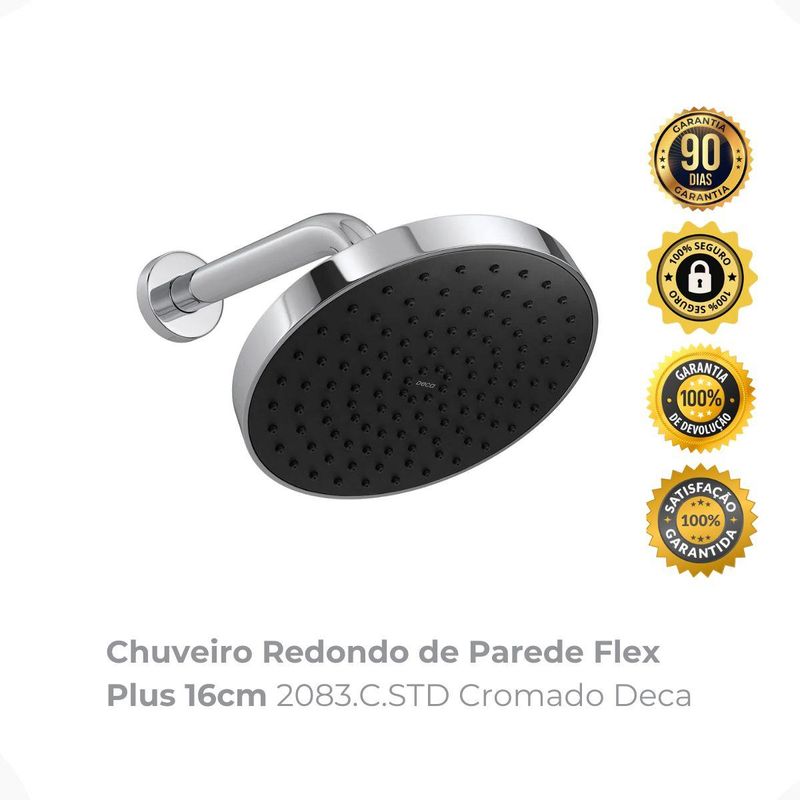 Chuveiro Redondo de Parede Flex Plus 16cm 2083CSTD Cromado Deca