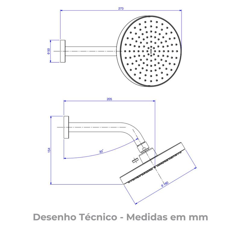 Chuveiro Redondo de Parede Flex Plus 16cm 2083CSTD Cromado Deca