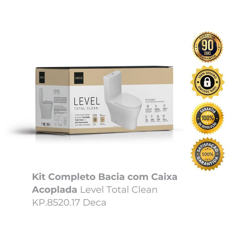 Kit Completo Bacia com Caixa Acoplada Level Total Clean KP852017 Deca