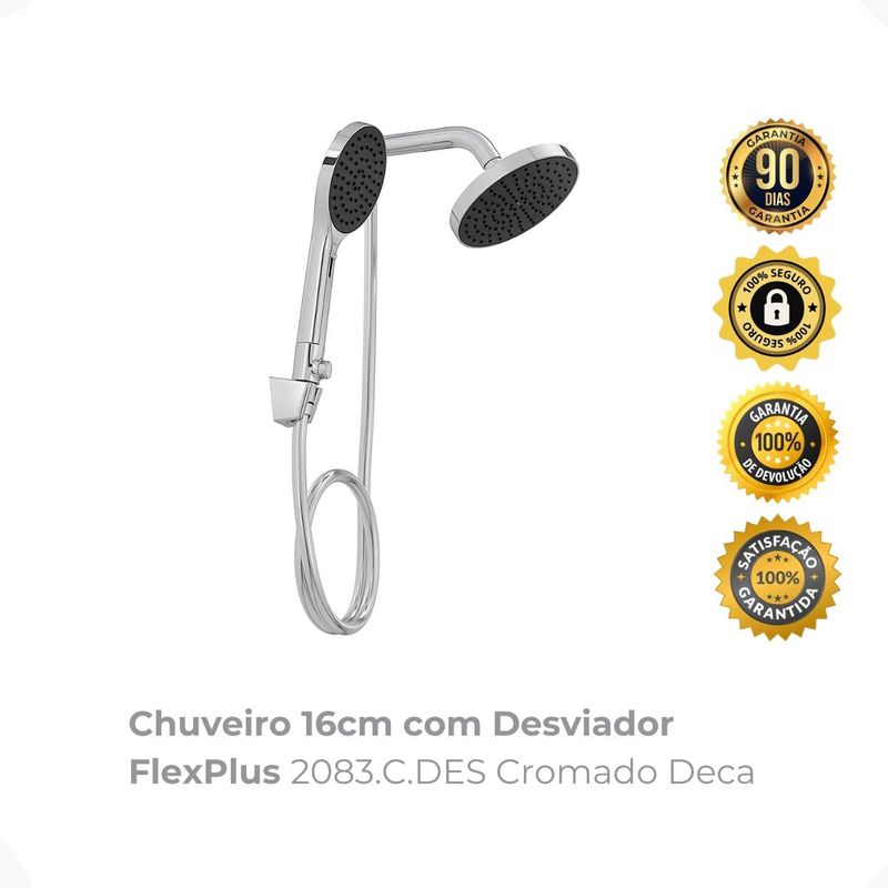Chuveiro 16cm com Desviador FlexPlus 2083CDES Cromado Deca