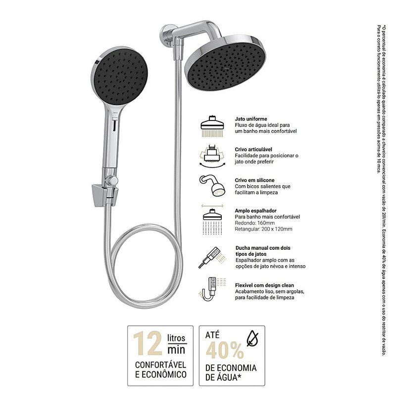 Chuveiro 16cm com Desviador FlexPlus 2083CDES Cromado Deca